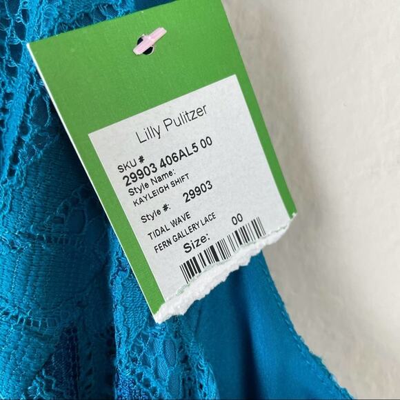 NWT Lilly Pulitzer Kayleigh Blue Floral Lace Mini Dress Sz 00 Sleeveless - Picture 9 of 11